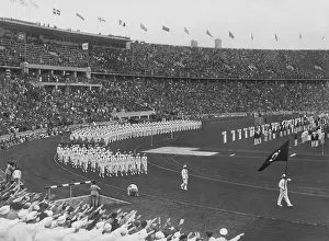 Tschammer: Entry of the German team at the Olympics, 1936