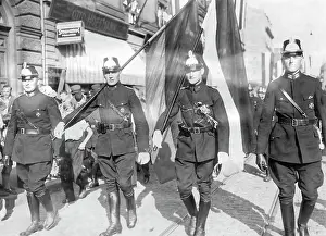 Jubilation: Entry of policemen in Mainz, around 1930