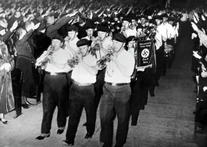 Banned: Entry of the SA to a mass event of the NSDAP in Berlin, 1932