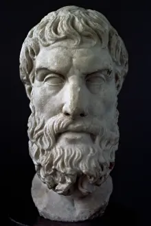 Philosophy: Epicurus (341-270 BC). Ancient Greek philosopher. Bust. Roma