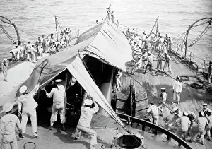 Awning: Erecting an awning Royal Navy