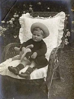 Grenville Collins / Tom Gillmor Collection: Eric Atherton Smith - young boy aged 3 with his toy drum