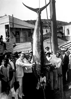 Marlin: Ernest Hemingway (right) with a record breaking ?