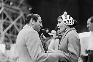 Claudette: Ernst Lubitsch and Claudette Colbert during a shooting break