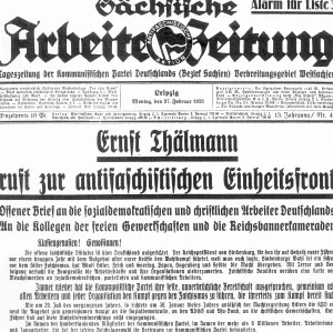 Saxon: Call of Ernst Thaelmann for the Antifascist Unity Front