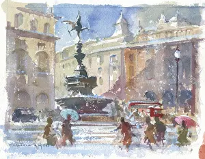 Lonodn: Eros in Winter ? a scene of Piccadilly Circus