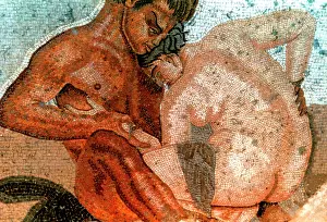 Erotic: Erotic Satyr and Nymph, wall painting from The