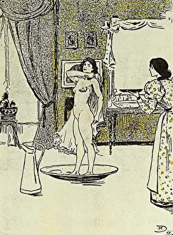 Eroticism: eroticism, caricature, Decency: He shall wait
