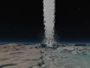 Triton: Eruption of an ice volcano on the surface of Neptunes moon ?