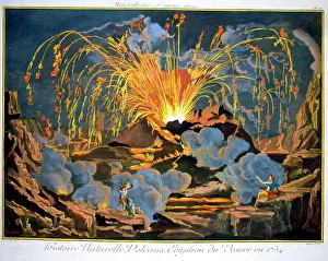 Mineralogie: Eruption of the volcano Mount Vesuvius 1754