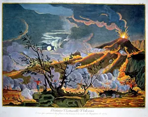 Mineralogie: Eruption of the volcano Mount Vesuvius 1754