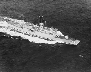 Navigating: Escort ship USS Hepburn (DE-1055) underway