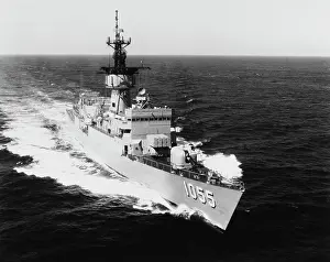 Navigating: Escort ship USS Hepburn (DE-1055) underway