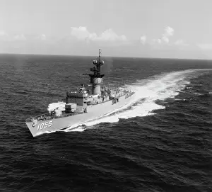 Navigating: Escort ship USS Hepburn operating in the Pacific Ocean, 1970