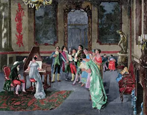 Jimenez: Essay of a Opera. Versailles. Engraving. Colored