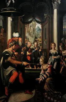 1530: Esther before King Ahasuerus, ca.1530-1535, by Jan Swart van