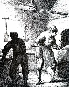 Baking: An etching depicting a baker's shop