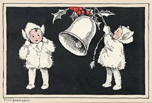 Decked: Ethel Parkinson, Christmas card, children ringing bell