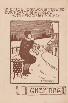 Brazier: Ethel Parkinson, Christmas card, chestnut seller and brazier