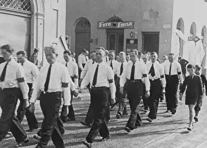 Bosnia: Ethnic Germans march in Sarajevo, 1941