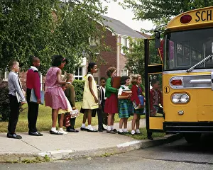 Ethnically: Ethnically Diverse Group of School Children Carrying