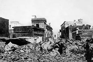 Etna: Etna destroyed by volcano eruption, probably early 1900s