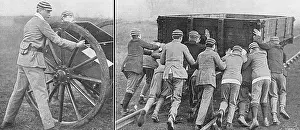 Didcot: Eton boys helping with army stores, WW1