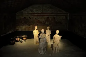Mourners: Etruscan. Art. Reconstruction of the Tomb of the Leopards in