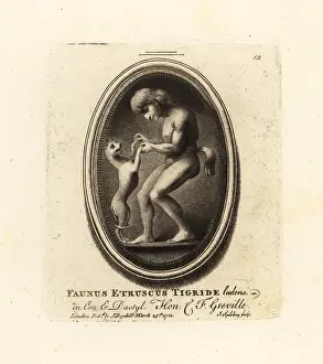 Cornelian: Etruscan faun playing with a tiger