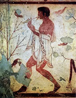 Flutist: Etruscan, fresco