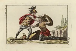 Daggers: Two Etruscan warriors in mortal combat with daggers