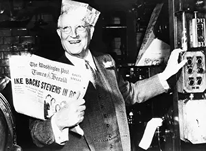 Merger: Eugene Meyer holds the first copy of the new Washington Post