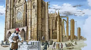 Bricklayer: Europe. Middle Age. Construction of a gothic Cathedral