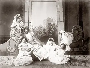 Tableau: European women in classical setting, Egypt, c.1880's