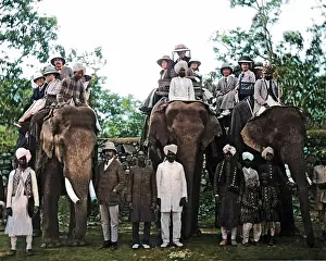 Privilege: Europeans on elephants, India