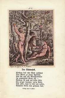 Holbeins: Eve holds up an apple to Adam, and entices