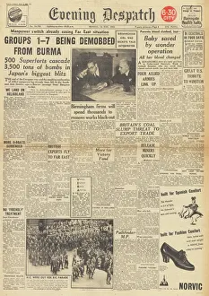 Heligoland: Evening Despatch front page Demobilisation begins in Burma