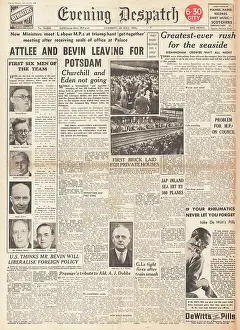 Bevin: Evening Despatch front page New Cabinet announced
