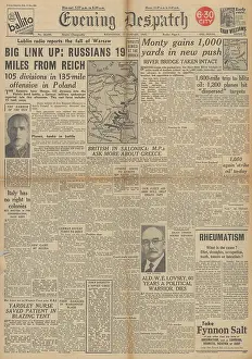 Rode: Evening Despatch front page Red Army advance towards Germany