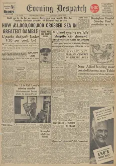 Giulia: Evening Despatch front page Transatlantic gold shipments