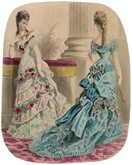 C1875: Evening Dresses circa 1875