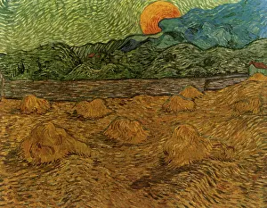 Haystacks: Evening Landscape with Rising Moon, by Van Gogh
