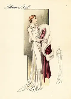 Bretelles: Evening robe in satin cuit, 1935