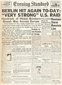 Lvov: Evening Standard front page US Air Force bomb Berlin