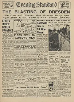 Hodges: Evening Standard front page Allied bombing of Dresden
