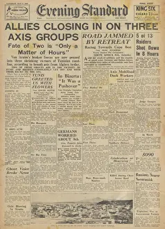 Longstop: Evening Standard front page Allies capture Tunis & Bizerte