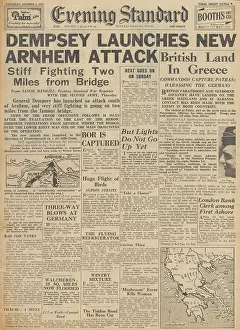 Walcheren: Evening Standard front page Battle for Arnhem