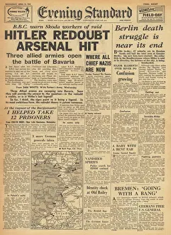 Belsen: Evening Standard front page Battle for Berlin