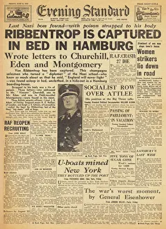 Swanage: Evening Standard front page capture of von Ribbentrop