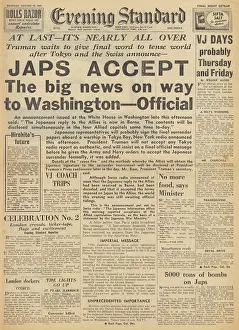 Bougainville: The Evening Standard front page Japan surrenders